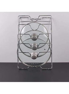 Rubik Kitchen Pot Lid Holder Organizer Stand, Stainless Steel Wall Mounted Rack for Kitchen Wall Door Cabinets, 5 Lids Capacity  - Image 3