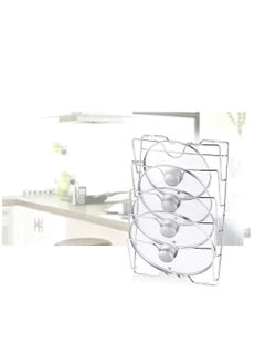 Rubik Kitchen Pot Lid Holder Organizer Stand, Stainless Steel Wall Mounted Rack for Kitchen Wall Door Cabinets, 5 Lids Capacity  - Image 4