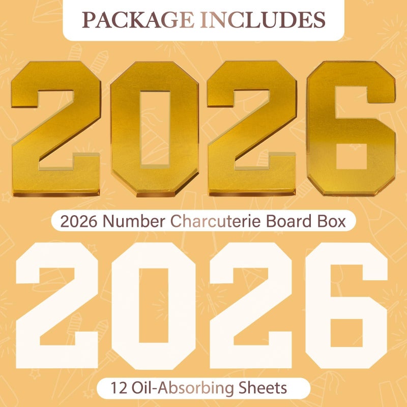 ORIENTAL CHERRY Graduation Decorations Class of 2026-2026 Numbers Charcuterie Board Box - 10" Serving Paper Tray for Graduation Centerpieces - Table Decoration for Kindergarten Preschool College Party Supplies - Image 2