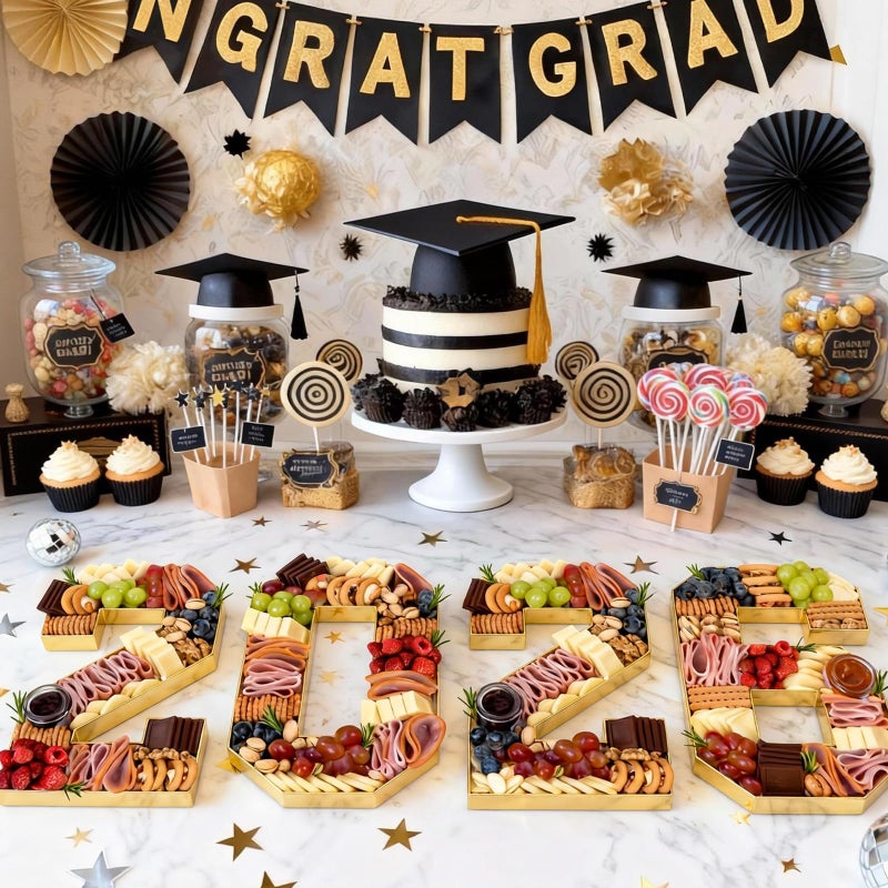 ORIENTAL CHERRY Graduation Decorations Class of 2026-2026 Numbers Charcuterie Board Box - 10" Serving Paper Tray for Graduation Centerpieces - Table Decoration for Kindergarten Preschool College Party Supplies - Image 5