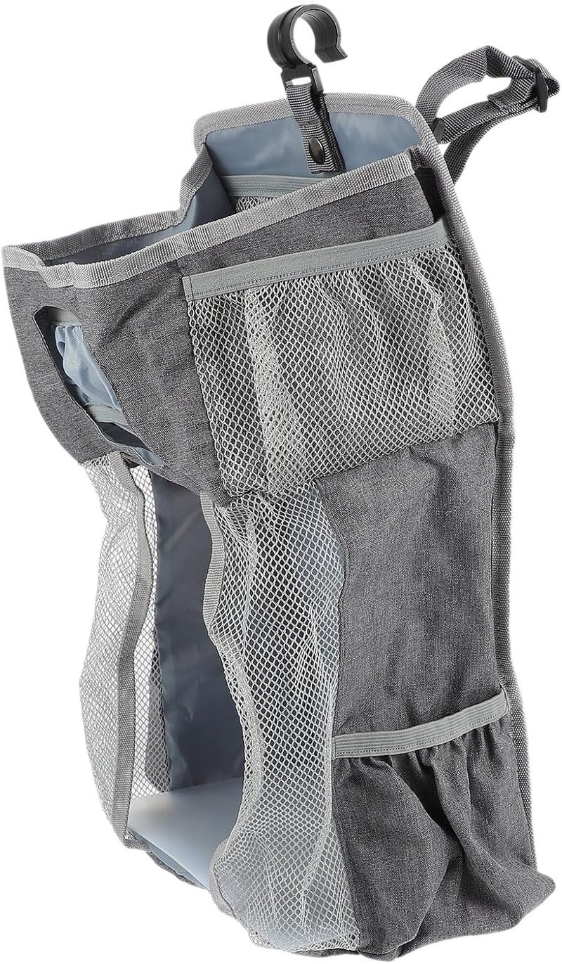 GALPADA Bedside Hanging Diaper Bag Nursery Organizer for Newborns, Large Grey Snowflake Fabric Diaper Stacker Handlebar for Crib Storage and Essentials - Image 1
