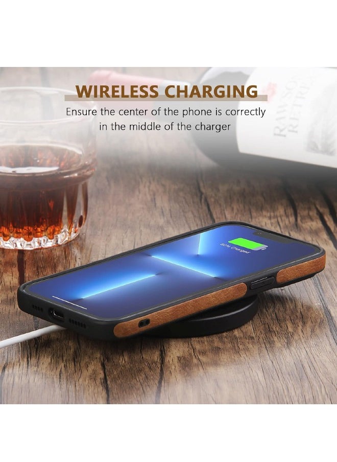 Mikki - iPhone 15 Pro Max Case, Vegan Leather Protective Case for iPhone 15 Pro Max 6.7", Luxury, Elegant and Beautiful Design Cover, Non-Slip Vintage Looking Perfect Stitching Leather Case (Brown) - Image 1