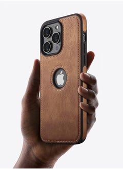 Mikki iPhone 15 Pro Max Case, Vegan Leather Protective Case for iPhone 15 Pro Max 6.7", Luxury, Elegant and Beautiful Design Cover, Non-Slip Vintage Looking Perfect Stitching Leather Case (Brown)  - Image 2