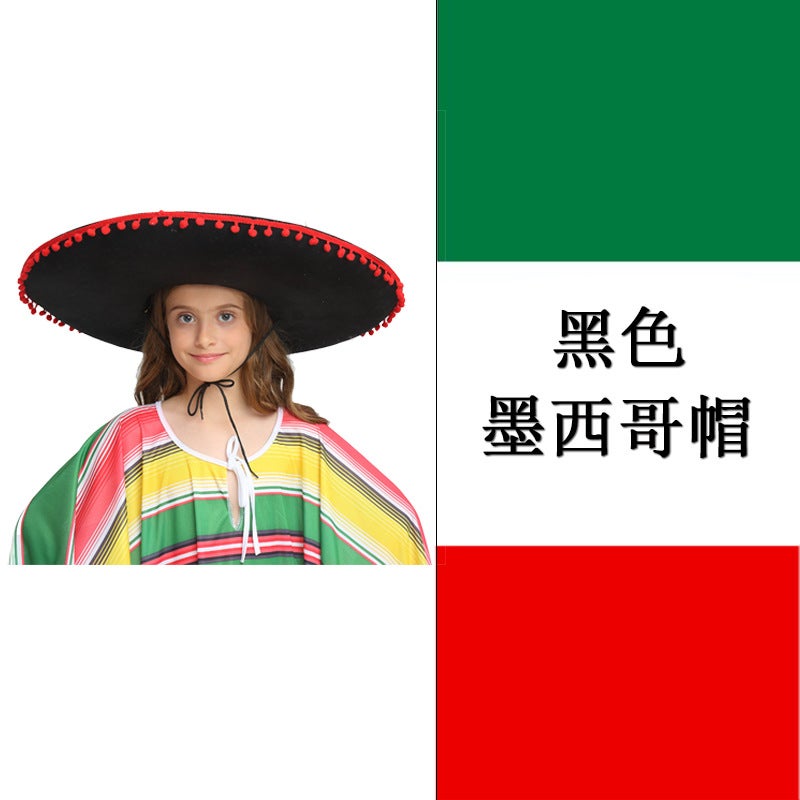 Children'S Performance Hat Adult Halloween Ball Dress Up Straw Hat Mexican Carnival Party Hat Christmas Color - Image 1