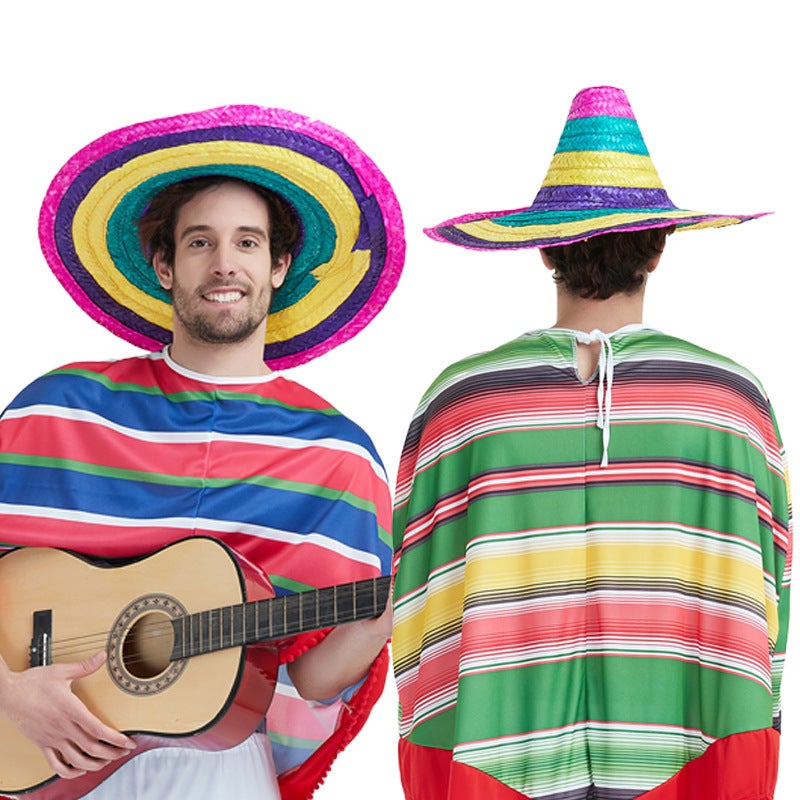 Children'S Performance Hat Adult Halloween Ball Dress Up Straw Hat Mexican Carnival Party Hat Christmas Color - Image 5