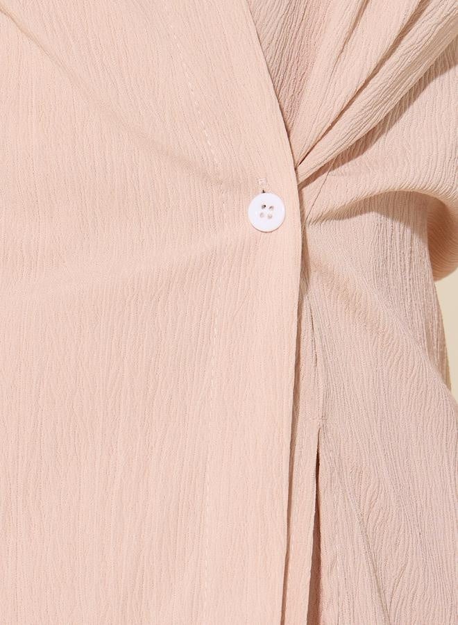 Take Two Solid Wrap Buttoned Shirt and Pants Co-Ords - Image 5