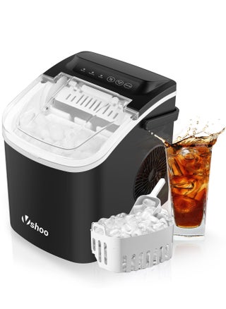 Countertop Ice Maker Machine with Handle, Portable Self-Cleaning Ice Maker with Basket and Scoop, 2 Ice Sizes, 12KG/24Hrs, 7 Mins/9 Bullet Ice Cubes, for Home/Kitchen/Office/Party - pzsku/ZBE9073D24E806D90CFEFZ/45/1746223698/b3b1c5c3-3686-48ce-b2b1-2e05dd44d3ba