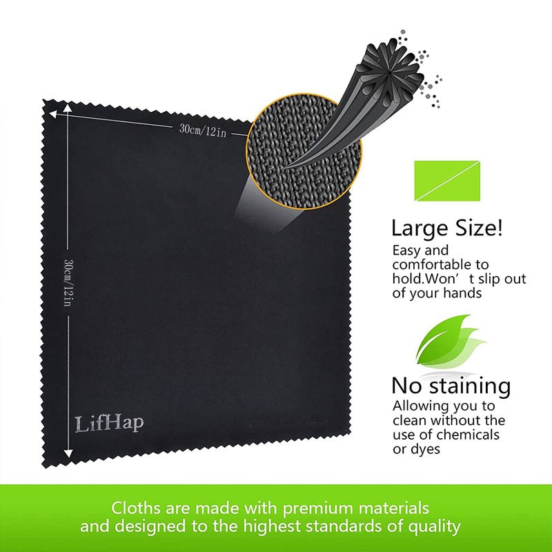 LifHap Extra Large Microfiber Cleaning Cloths(12"x 12") for Eyeglasses,Sensitive Optics, Electronic Screens, Cell Phones,Lens,Glasses, Camera Lenses| Eyeglass Cleaner Cloths Wipes for All Delicate Surface  - Image 3