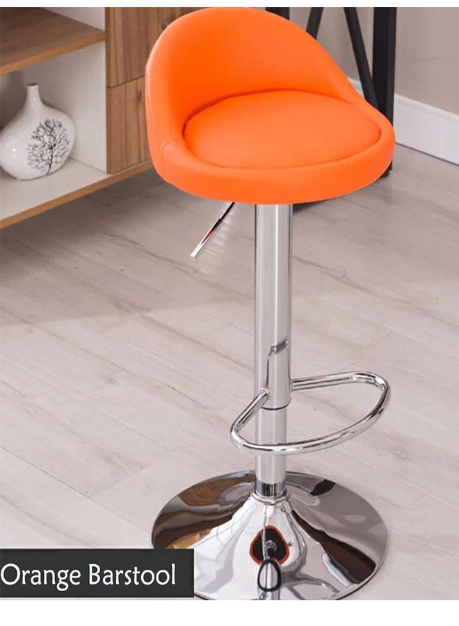 Golden Swivel Bar Stool,Set of 2 Adjustable Bar Chair PU Leather Counter Barstools High Chairs Kitchen Island Chairs With Footres for Home Office Cofe(Orange)  - Image 3