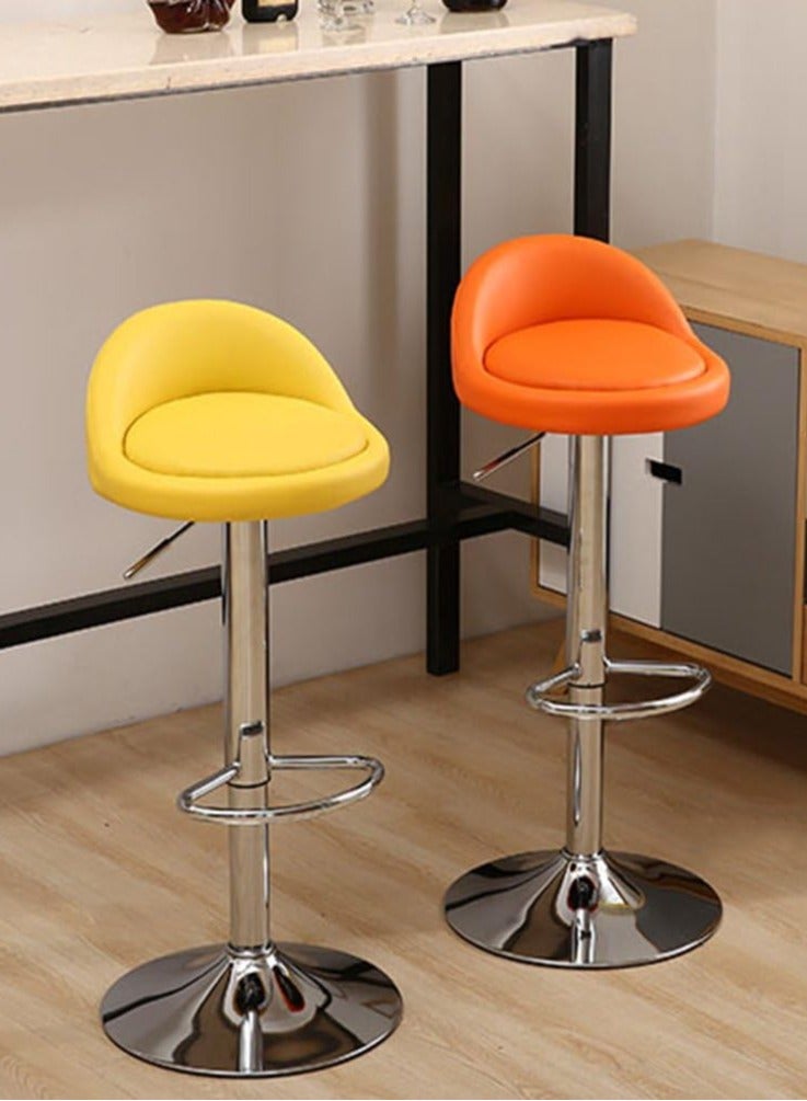 Golden Swivel Bar Stool,Set of 2 Adjustable Bar Chair PU Leather Counter Barstools High Chairs Kitchen Island Chairs With Footres for Home Office Cofe(Orange)  - Image 2