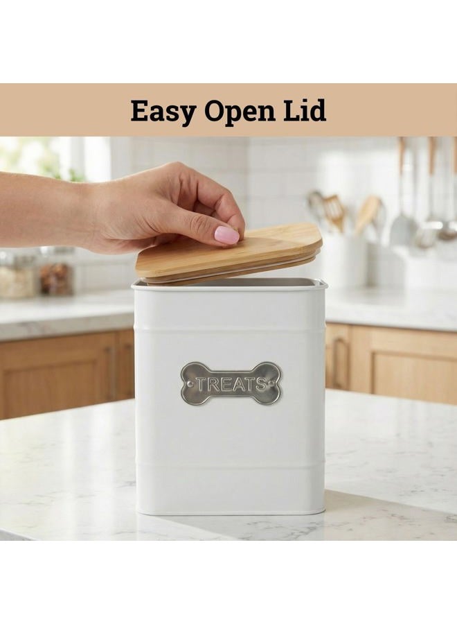 HB Design Co. Dog Treat Container Airtight - 6 Inch Wide x 8 Inch Tall Iron Dog Treat Jar for Kitchen Counter with Airtight Bamboo Lid - 12 Cup Capacity Pet Treat Container - Doggie Cookie Jar - Big Treats Canister - Image 4