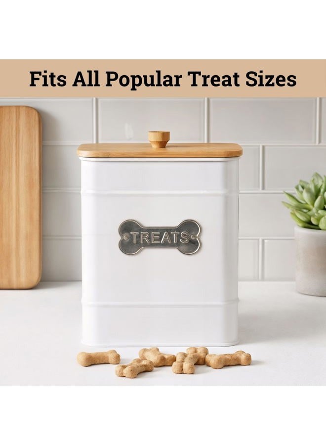 HB Design Co. Dog Treat Container Airtight - 6 Inch Wide x 8 Inch Tall Iron Dog Treat Jar for Kitchen Counter with Airtight Bamboo Lid - 12 Cup Capacity Pet Treat Container - Doggie Cookie Jar - Big Treats Canister - Image 3