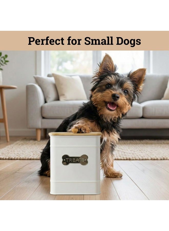 HB Design Co. Dog Treat Container Airtight - 6 Inch Wide x 8 Inch Tall Iron Dog Treat Jar for Kitchen Counter with Airtight Bamboo Lid - 12 Cup Capacity Pet Treat Container - Doggie Cookie Jar - Big Treats Canister - Image 5