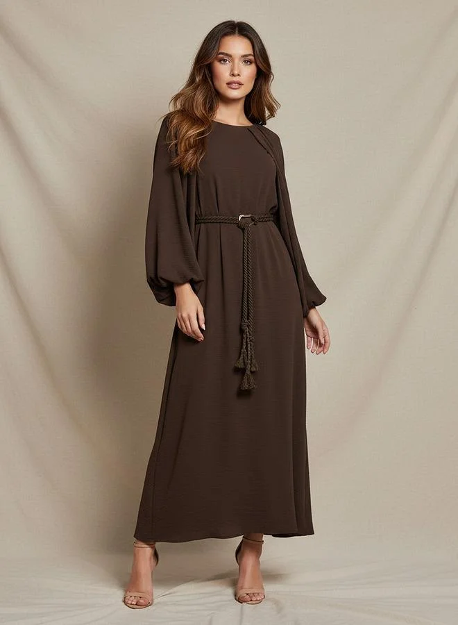 ايكونيك Iconic A-line Maxi Dress with Cape Sleeves