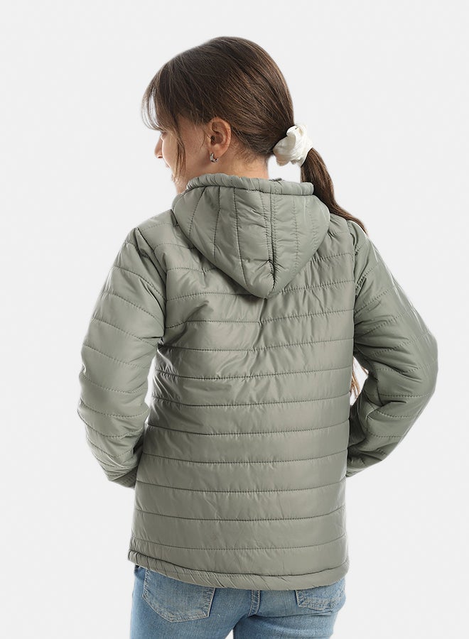 Andora Premium Quality With A Stylish Touch and a Hooded Collar Inner Fleeced Winter Jacket _ Olive - Image 4