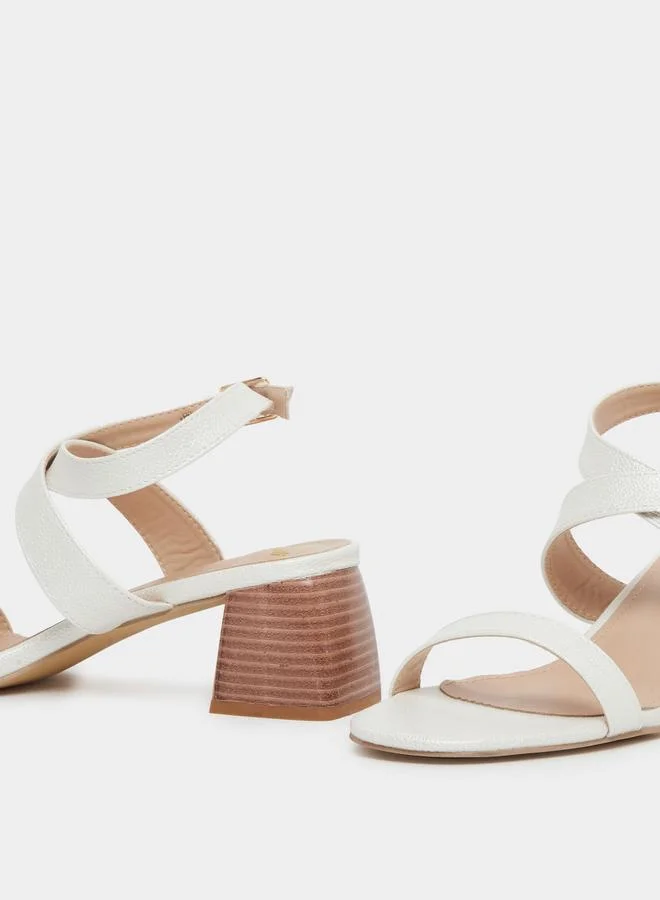 Styli Styli Criss Cross Buckle Detail Block Heel Sandals