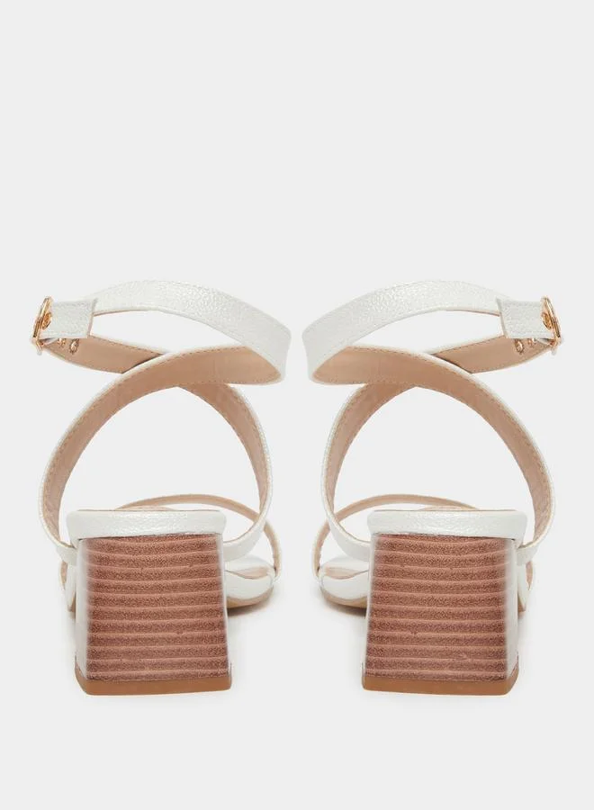 Styli Styli Criss Cross Buckle Detail Block Heel Sandals
