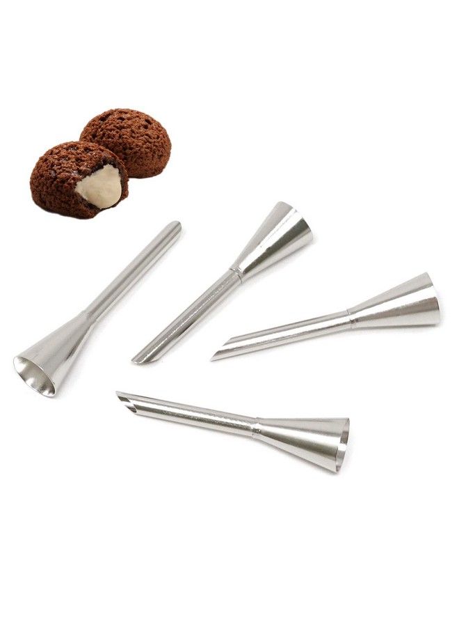 HONBAY 4Pcs Stainless Steel Long Cream Puff Icing Piping Nozzle Tips For Baking - Image 4