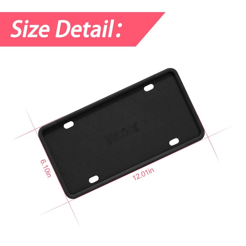 YALOK Car License Plate Frame, 2 PCS Anti-Theft Universal Silicone License Plate Frame for Cars, SUVs, Vehicles, Rustproof License Plate Frame, Auto Accessories for Men & Women (Black/2PCS) - Image 2