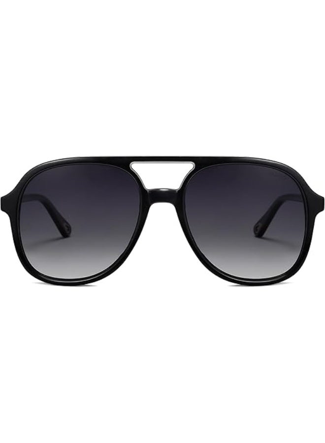 HDCRAFTER Retro Vintage Polarized Sunglasses Double Bridge Brow Bar Square Aviators - Image 2