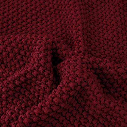 Longhui bedding Chunky Cable Knit Throw Blanket Lightweight Burgundy 100% Organic Cotton Blanket for Sofa Couch Bed Baby Nursery, Rustic Shabby Chic Modern Farmhouse, 51” x 63” Give Laundering Bag - Image 4