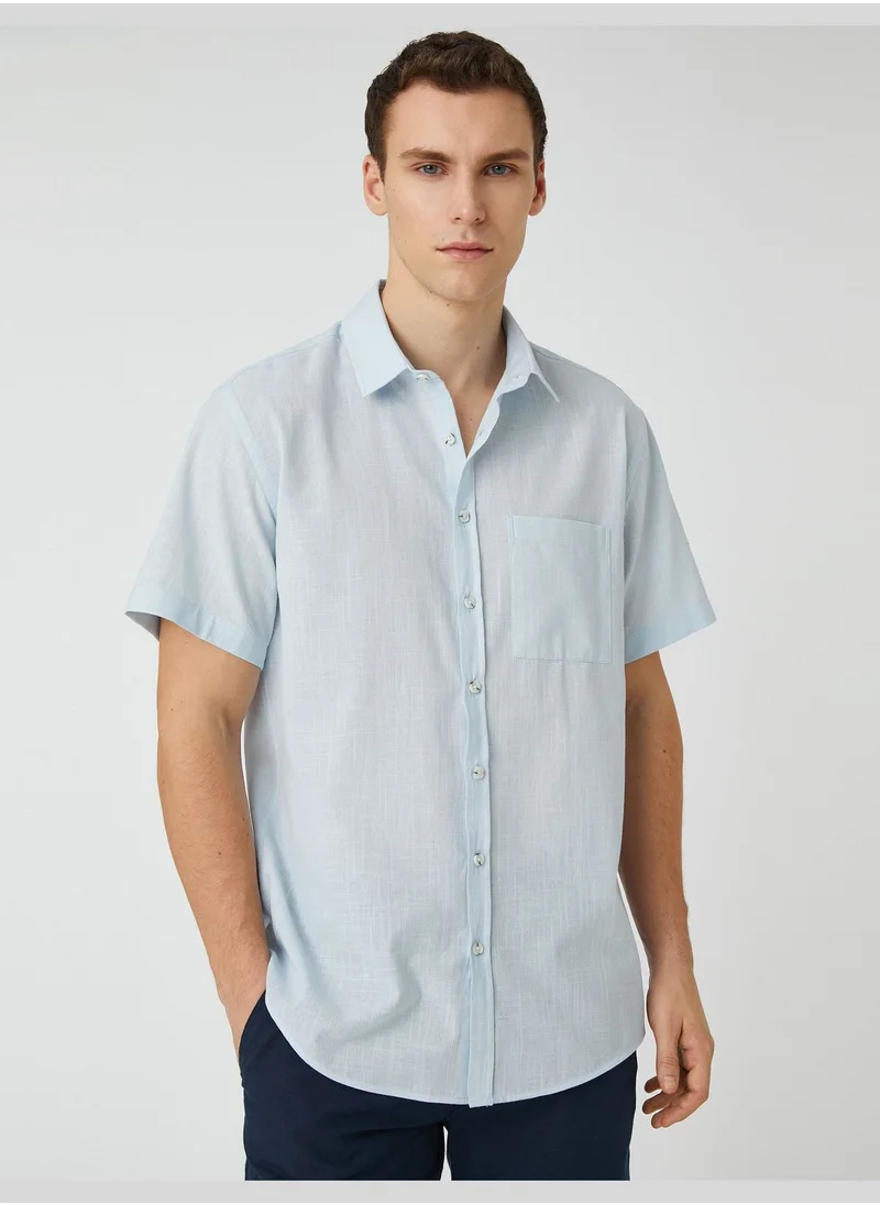 KOTON Basic Shirt Short Sleeve Pocket Detailed Classic Neck