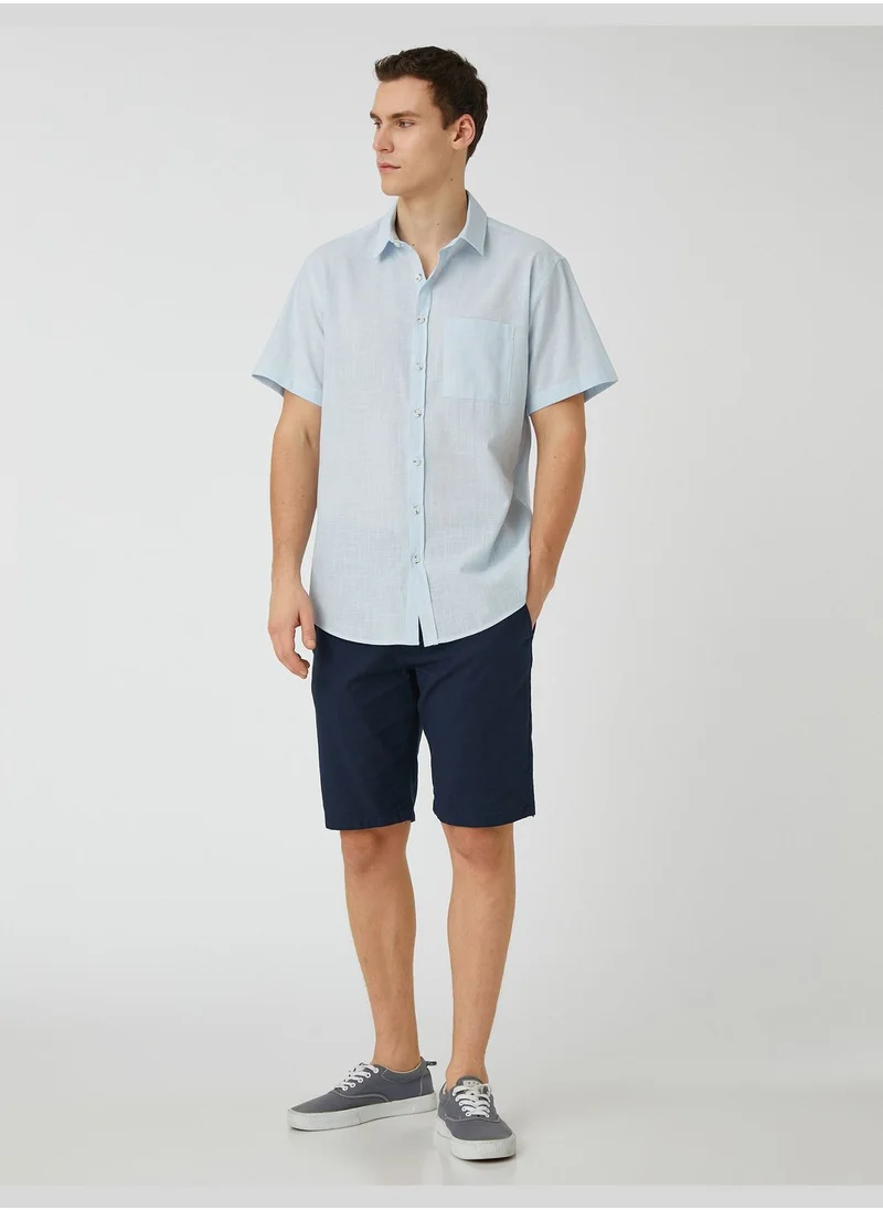 كوتون Basic Shirt Short Sleeve Pocket Detailed Classic Neck