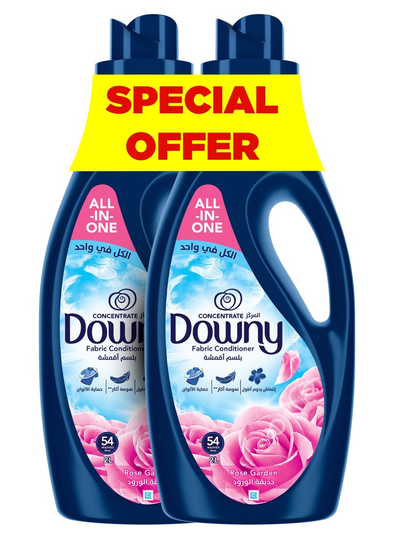 Downy Rose Garden Fabric Conditioner Concentrate Softener With Colour Portection 2 x 2L  - Image 1