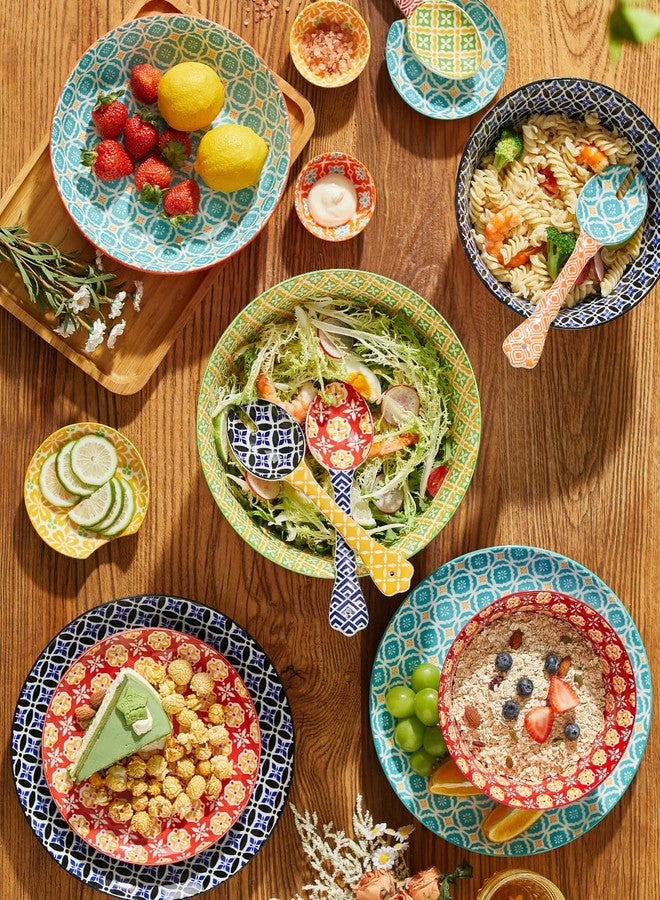 Metahom Ceramic Salad Servers, 9" Salad Spoon and Fork Set, Salad Tongs for Mixing, Tossing, Cooking and Stirring, Dishwasher & Microwave Safe, Set of 2, Yellow & Blue - Image 5