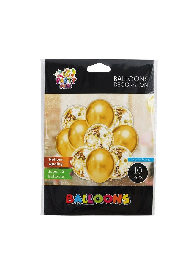 نقطة الحزب 10 قطع من بالونات اللاتكس، 12 بوصة من البالونات الذهبية المعدنية (5 قطع) وبالونات الكونفيتي الذهبية (5 قطع) لتزيين أعياد الميلاد وحفلات الزفاف والحفلات - Image 2