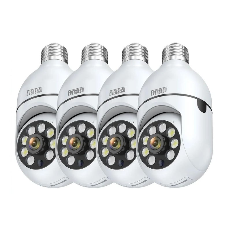 EVERSECU 4pack 1080P Wireless Light Bulb Security Camera, 2.4g & 5g WiFi, Auto Tracking, 2 Way Audio, Smart Night Vision, Support ONVIF & RTSP, Work with Alexa, SD Card & Cloud Storage, Free App - Image 1