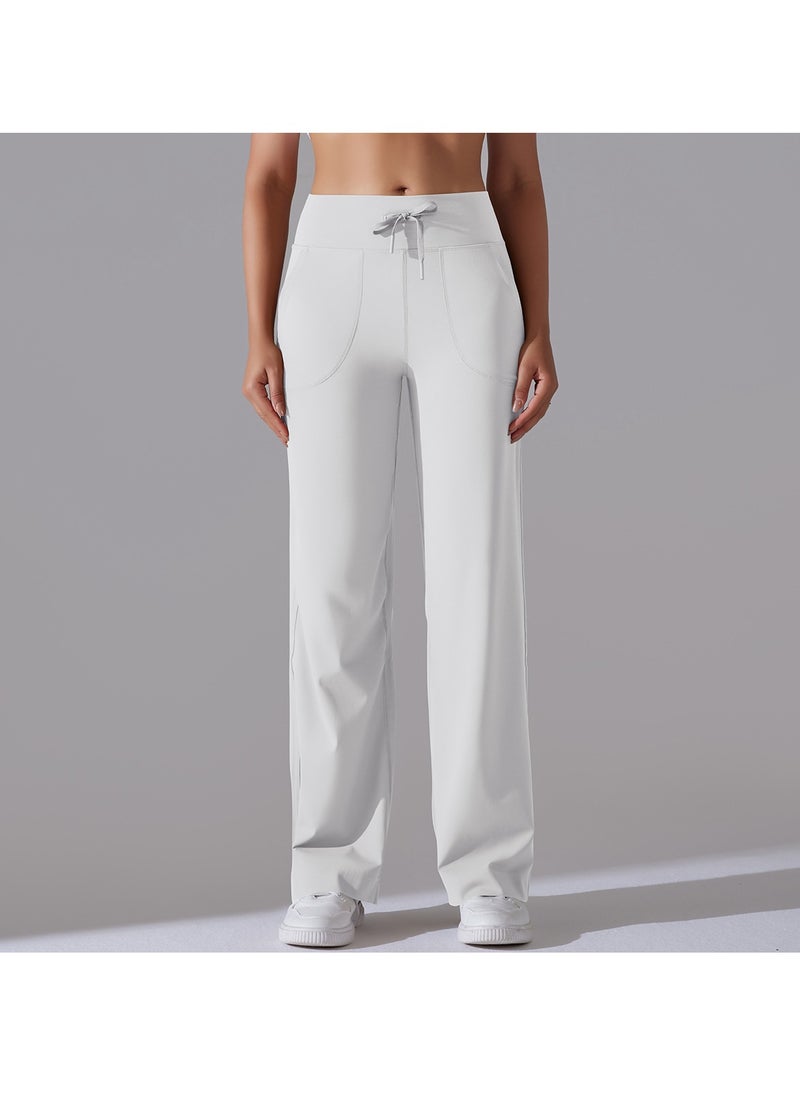 RedMapleTEK Nine Points Wide Leg High Waist Elastic Breathable Casual Pocket Jogging Pants for Running Fitness Yoga  - Image 1