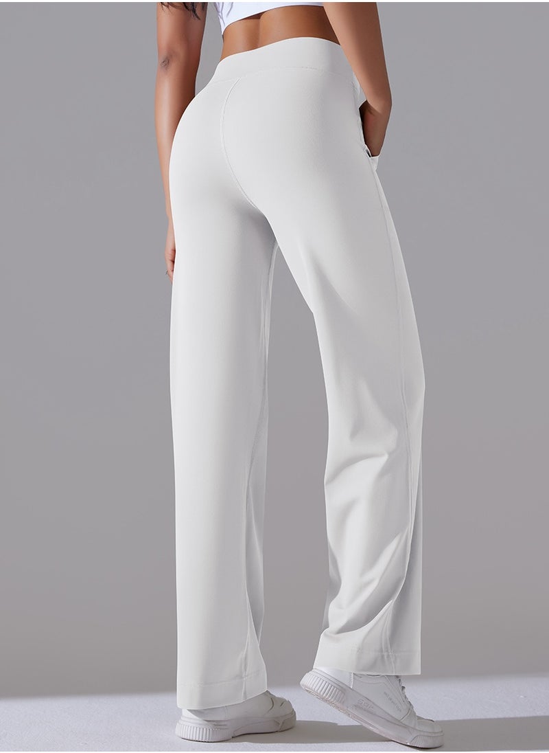RedMapleTEK Nine Points Wide Leg High Waist Elastic Breathable Casual Pocket Jogging Pants for Running Fitness Yoga  - Image 3