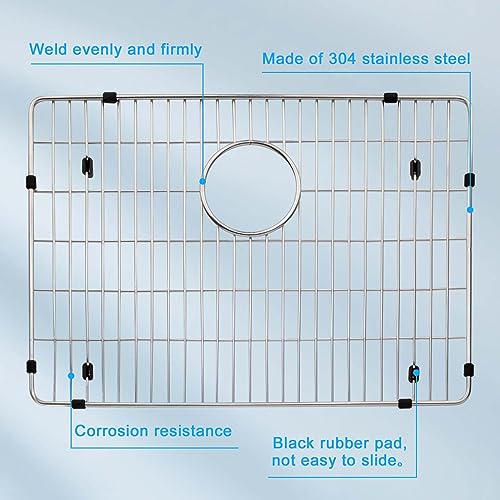 folosem EBG1914 Stainless Steel Sink Grid and Protector, 19" x 14" With Rear Drain for Single Bowl Kitchen Sink Bottom - Image 3
