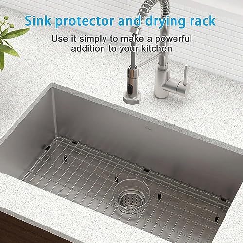 folosem EBG1914 Stainless Steel Sink Grid and Protector, 19" x 14" With Rear Drain for Single Bowl Kitchen Sink Bottom - Image 4