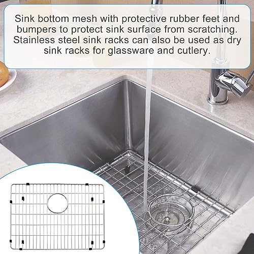 folosem EBG1914 Stainless Steel Sink Grid and Protector, 19" x 14" With Rear Drain for Single Bowl Kitchen Sink Bottom - Image 5