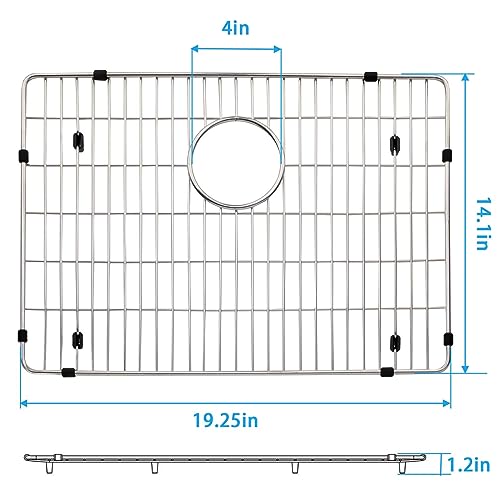 folosem EBG1914 Stainless Steel Sink Grid and Protector, 19" x 14" With Rear Drain for Single Bowl Kitchen Sink Bottom - Image 2