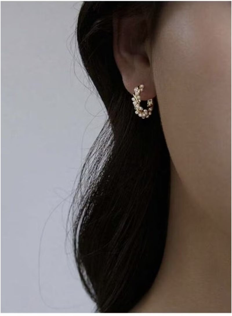 أقراط أذن فاخرة جديدة من النحاس المختلط القطني الفاخر مع لؤلؤ صناعي للنساء - Image 2