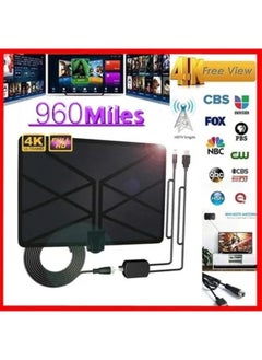 Eckek 960 Miles TV Aerial Indoor Amplified Digital HDTV Antenna with 4K UHD 1080P DVB-T Freeview TV for Life Local Channels Broadcast  - Image 2