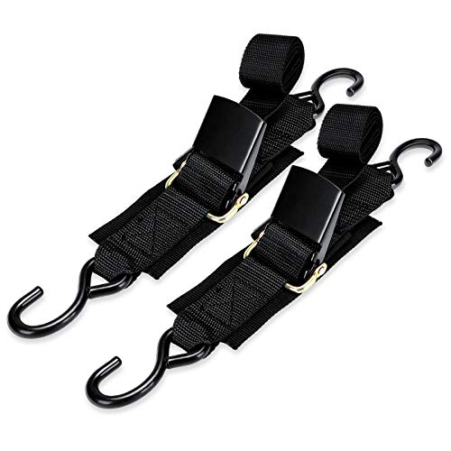 WELLUCK Boat Trailer Transom Tie Downs Straps 1200 LBS, 2" x 4' Adjustable Boat Buckle Transom Tie Downs to Trailer, Marine, Jet ski, Pontoon, with Quick Release Buckle & Anti-Scratch Hooks - Image 1
