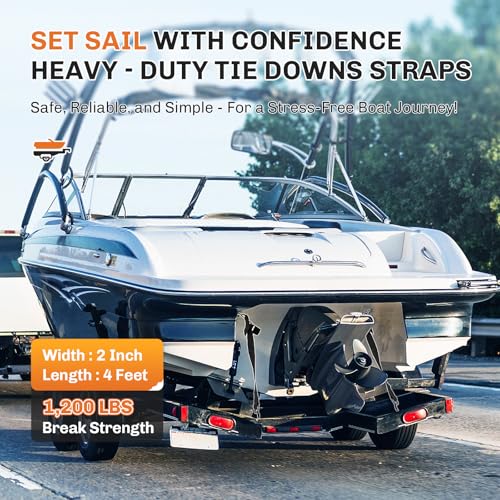 WELLUCK Boat Trailer Transom Tie Downs Straps 1200 LBS, 2" x 4' Adjustable Boat Buckle Transom Tie Downs to Trailer, Marine, Jet ski, Pontoon, with Quick Release Buckle & Anti-Scratch Hooks - Image 2