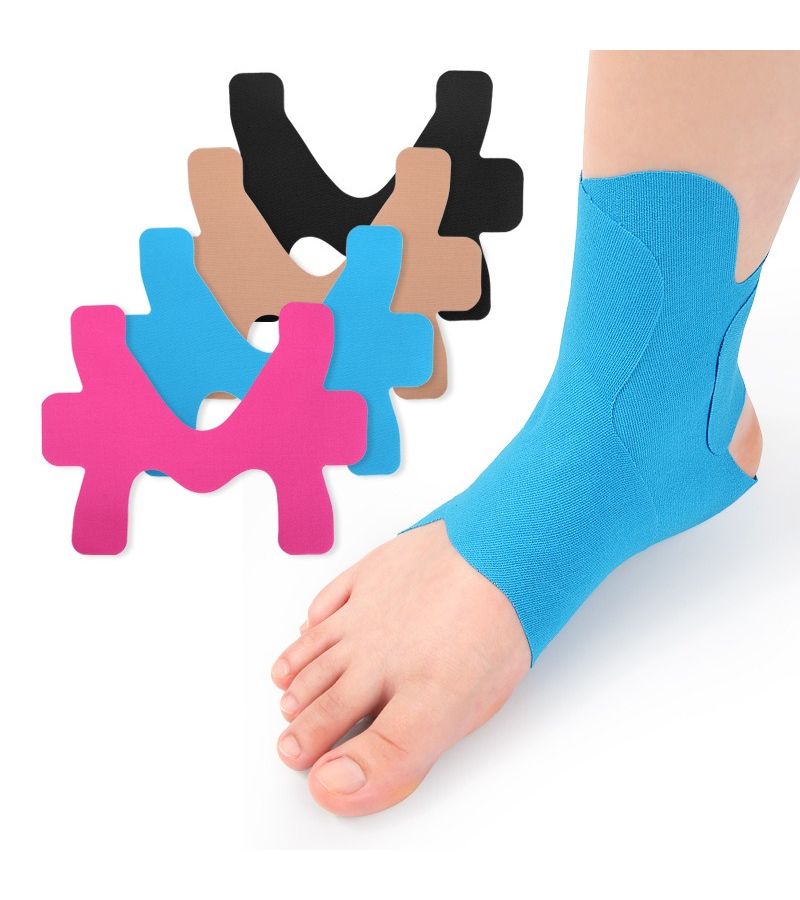 6 Piece Blue Ankle Muscle Support Tape And Compression Bandage Set For Sports Injury Recovery - Image 2