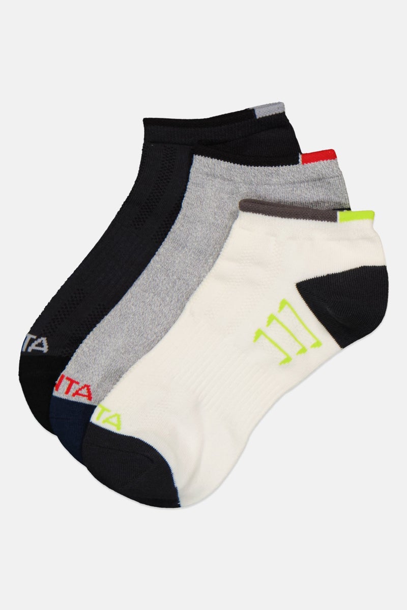 ANTA Kids Boy 3 Pairs Brand Logo Crew Socks, Multicolor - Image 1
