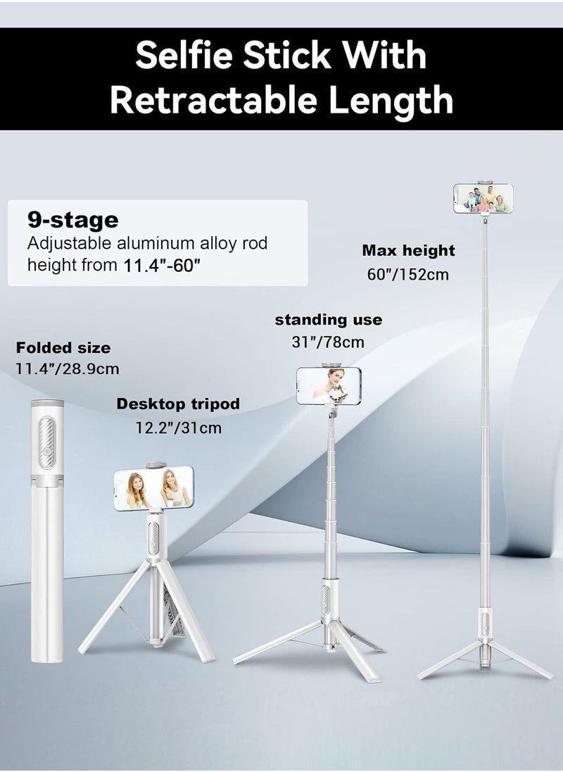 LEOKOR 152CM Cell Phone Selfie Stick Tripod,Smartphone Tripod Stand All-in-1 with Wireless Remote,Portable,Lightweight,Tall Extendable Phone Tripod,for Tiktok Vlog Youtuber Live Video Record White  - Image 4