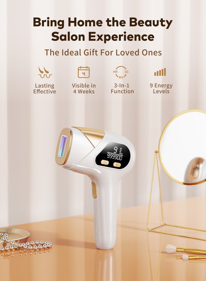 چويي جهاز إزالة الشعر بالليزر، جهاز إزالة الشعر الدائم في المنزل بـ 9 مستويات مطورة 999900 ومضة لإزالة شعر الوجه والإبطين والذراعين والساقين - Image 2