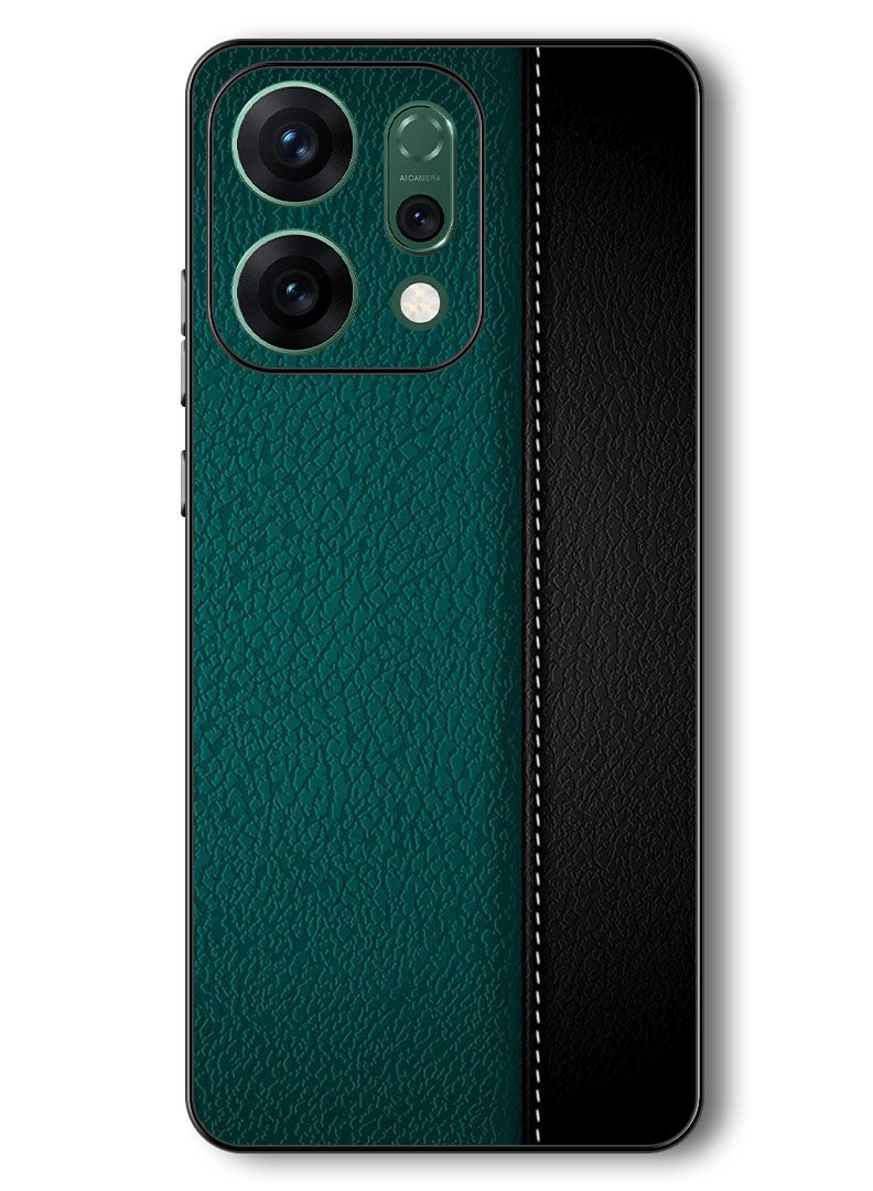 Theodor Case Compatible with Oppo Reno 14 6.59 Inch Protection Shockproof Bumper Cover Green Black Leather Pattern - Image 1