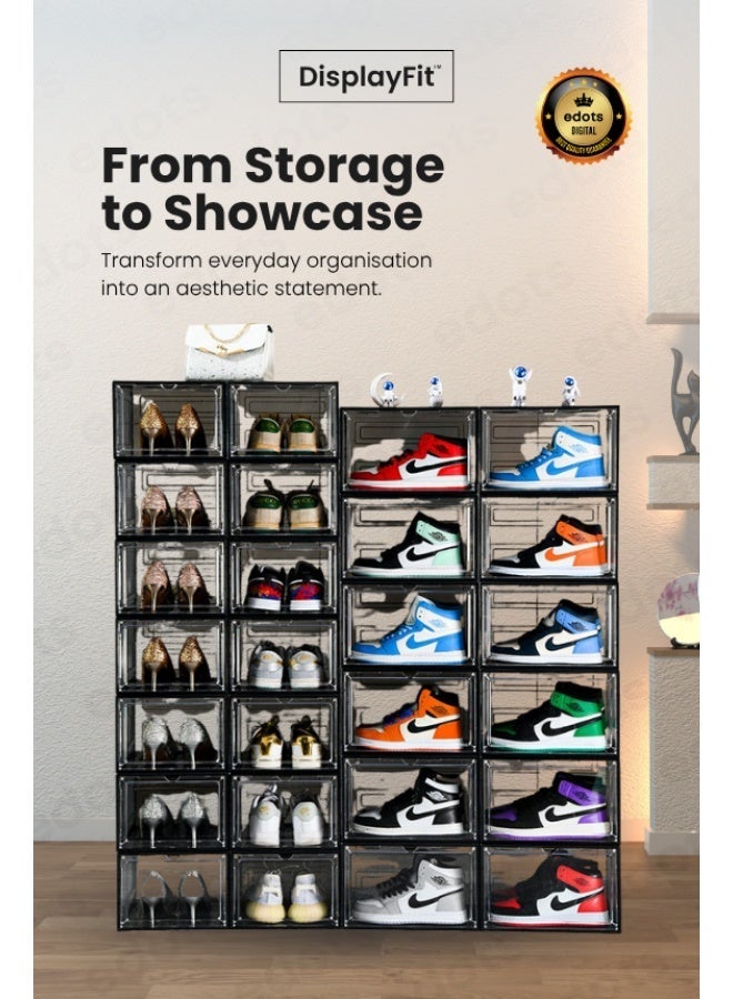 Edots DisplayFit Magnetic Side-Opening Shoe Box Organizer – Clear Stackable Sneaker Storage with Magnetic Door, Thickened PP Build, Dust-Proof & Foldable Design - Image 5