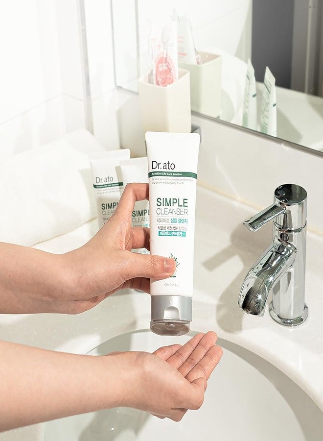 Dr.ato Simple Cleanser for Dry and Sensitive Skin - Hypoallergenic, Naturally Derived Ingredients, Moisturizing and Soothing, Korean Skincare (3.38 Fl Oz - Image 3