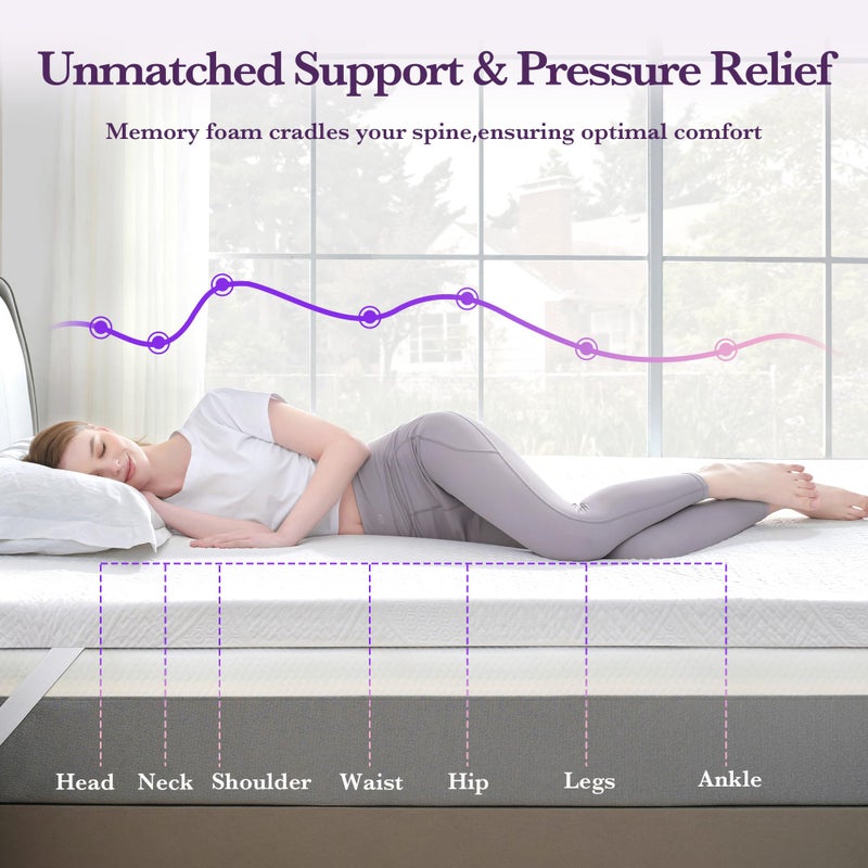 SINWEEK 2 Inch Gel Memory Foam Mattress Topper with Cooling Cover Ventilated Soft Mattress Pad, Bed Topper, CertiPUR-US Certified, Twin XL Size - Image 4