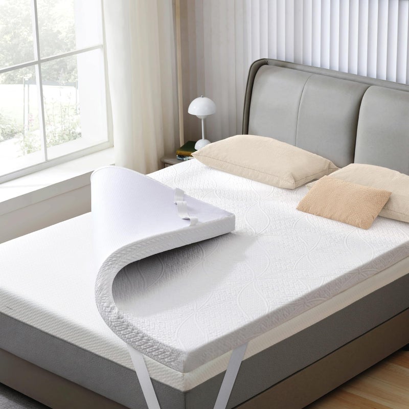 SINWEEK 2 Inch Gel Memory Foam Mattress Topper with Cooling Cover Ventilated Soft Mattress Pad, Bed Topper, CertiPUR-US Certified, Twin XL Size - Image 1
